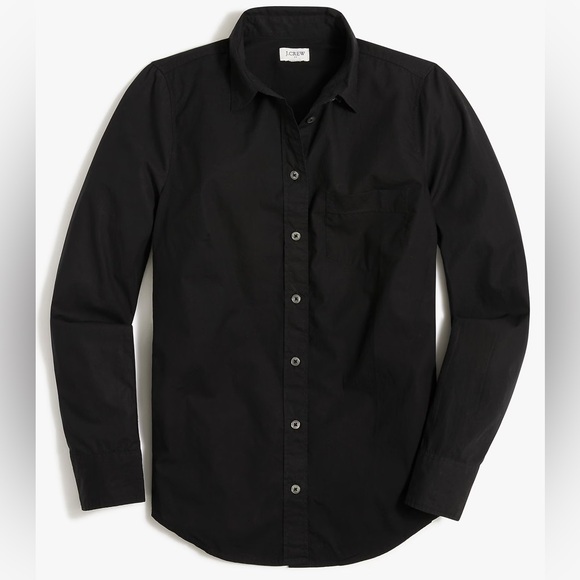 J.CREW Black Petite button-up cotton-blend poplin shirt signature fit Size XSP - Picture 4 of 4